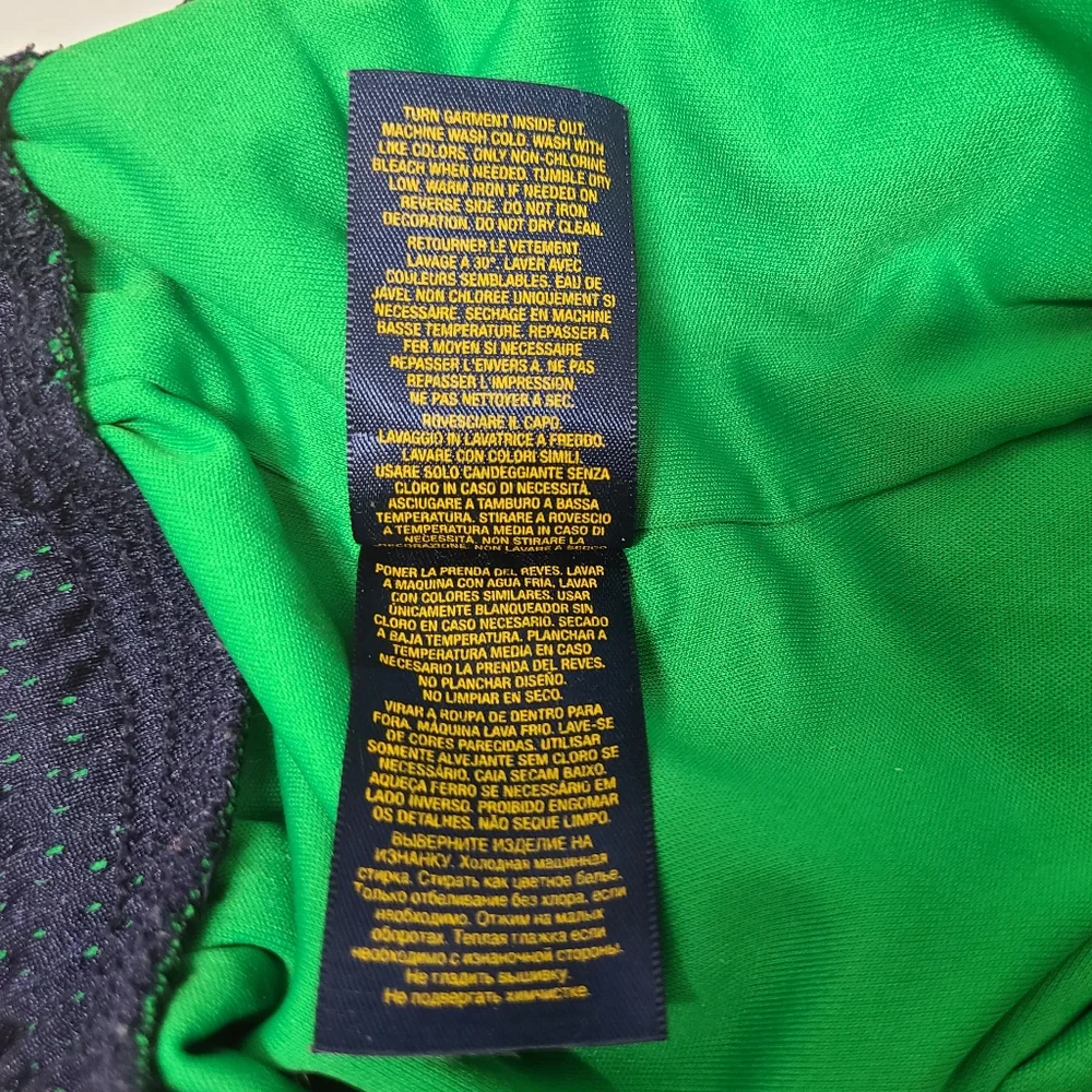Polo Ralph Lauren Mesh Athletic Shorts Boy's Navy Blue & Neon Green Sz L